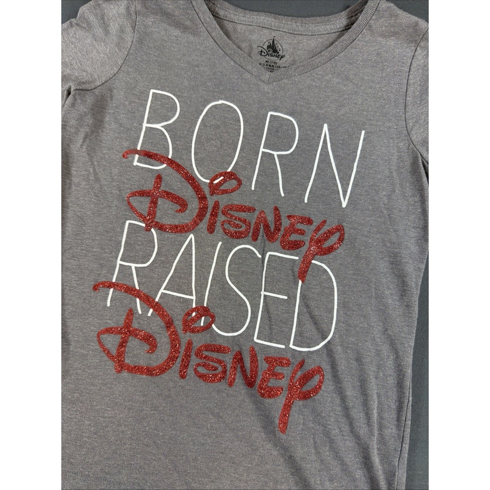 Disney Tshirt Born Disney Raised Disney Gray Great Condition Youth Medium